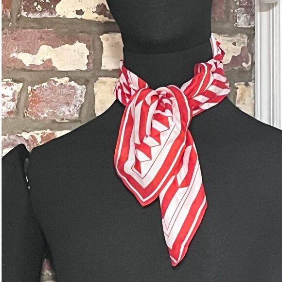 Vintage Vera Neumann Scarf - Signed - Red Abstract - 22" Collectible - Picture 6 of 7